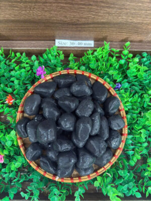 Tumbled Black Limestone Pebble ~ 30mm – 40mm